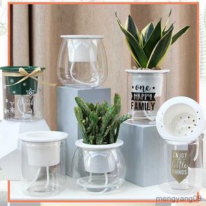 Vasos para plantas Vasos para plantas com irrigação automática Mini vaso de plantas suculentas de design redondo Interior casa jardim moderno vaso decorativo Suprimentos para jardim FU R230620