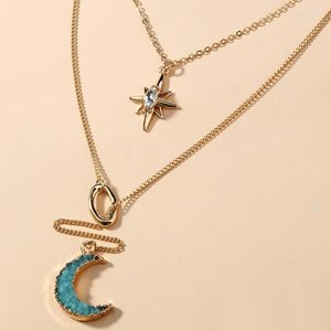Pendant Necklaces Necklace Multi-layer Neck Chain Personality Creative Horse Eye Sun Clavicle Resin Tassel Moon Jewelry For Women