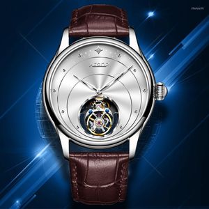 Wristwatches Aesop 7048 Real Luxury Tourbillon Movement Watch For Men Manual Rotating Mechanical Sapphire Business Waterproof 2023