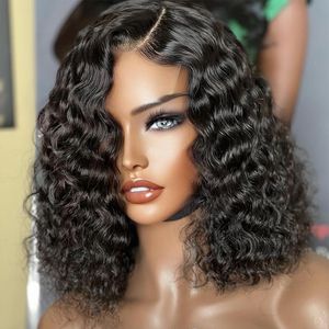 Parrucche per capelli umani ricci corti per le donne Afro brasiliane naturali con onde profonde 5x1 T parrucche con chiusura in pizzo