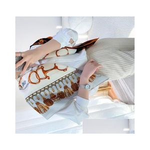 Шарфы 3 -кратные буквы печать шелк шарф для женщин для женщин летняя модная сумка парижская лента лента