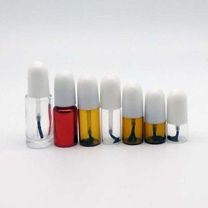 1 ml 2 ml 3 ml 5 ml glas DIY nagellackflaska med vitt lock mini kvinnor kosmetisk behållare med pensel snabb frakt F986 AKHSS