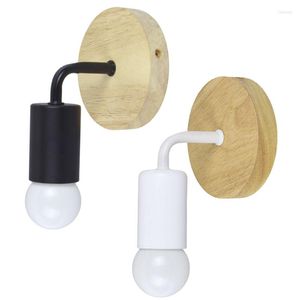 Wall Lamp Wooden Base Light For Bedroom 3Colors Changeable E27 LED Bulbs 7W AC90-265V Home Decor Bedside