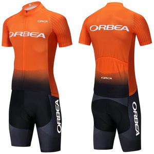 サイクリングジャージーセットツアーOrbea Orca Orange Bike Maillot Shorts Set Men MTB 20D ROPA CICLISMO BICYCLING TSHIRT THART CLOSOTION 230620