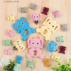 Sunriy Cartoon Animal Elephant Silicone Bead Teether Clip Food Grade Pendants Diy Pacifier Chain Accessories Baby Ting Toys L230518