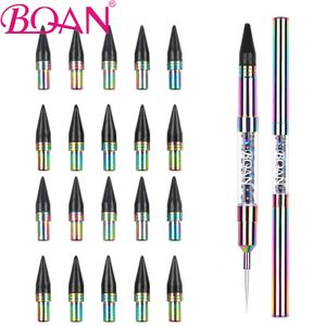 Dotting Tools BQAN 20pcs Wax Replacement 1pcs Dualended Nail Pen Crayon s Gem Picker 230619