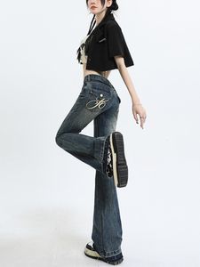 Kvinnors shorts American High Street Vintage Denim Flare Pant Pantalones de Mujer 2023 Fashion Y2K Jeans Female Horseshoe 230619