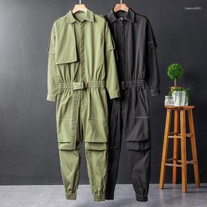 Men's Pants Spring Fall Overalls Men Jumpsuit Long Sleeve Elastic High Waist Streetwear Fashion Romper Clothing Cargo Male Trousers