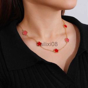 Collane con ciondolo INS Donne di vendita calde Five Leaf Clover Neckle Fashion Geometric Neckle Sweet Romantic Holiday Jewelry Regali all'ingrosso J230620