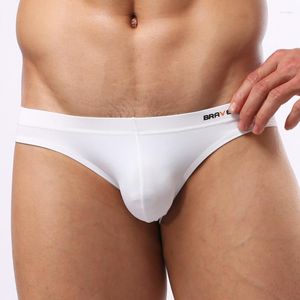 Underpants BRAVE PERSON Brand Men's Briefs Underwear Low Waist Sexy Bulge Ice Silk Elastic Man Comfortable Cuecas Shorts Good Quality BR61