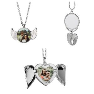 Angle Wing Sublimation Necklaces Pendants Party Favor Thermal Transfer Blanks Car Pendant Angels Wings Rearview Mirror Decoration Hanging Charm Ornaments