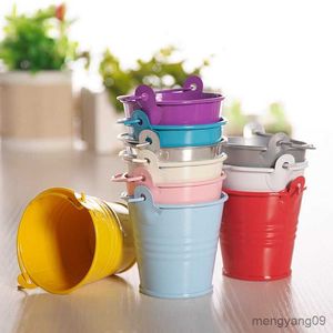 Planters Pots Creative Succulent Potting Tinplate Party Supplies Candy Coloured Tin Bucket Mini Small Iron Bucket R230620