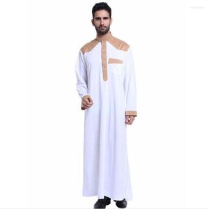 Etnik Giyim Müslüman İslami Erkekler Jubba Thobe Patchwork Uzun Robe Suudi Musulman Abaya Kaftan İslam Dubai Arap Sweat