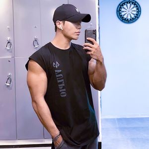 Regatas masculinas Moda Homens T-shirt de algodão Marca Fitness Musculação Camisa masculina Fitness Colete sem mangas Algodão Singlets Marca Muscle Shirt 230620