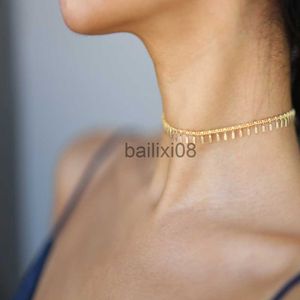 Pendant Necklaces Fashion Gold Color Tassel Pendant Chain Neckle For Women Bohemia Punk Short Choker Neckle Jewelry cessories J230620