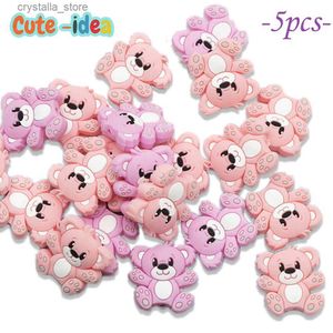 Cute-Idea Baby Animal Perline in silicone 5 pezzi Cartoni animati Mini Bear Dentizione Perline Neonati Merci Catena ciuccio fai da te Giocattoli Accessori L230518