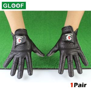 Golfväskor 1Pair Herrhandskar Lambskin Soft Fit Sport Grip Hållbar Antiskid andningsbara sport vänster och höger hand 230619