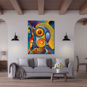 Astratto Still Life Canvas Art Dinamico Uccello Dipinto Fatto A Mano Cafe Bar Arredamento Moderno