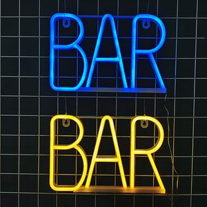 LED BAR neon light letter light sign window light bar atmosphere hanging wall Christmas holiday decoration USB battery powered night light blue purple