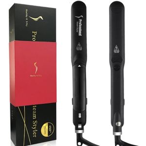 Curling Irons 2 i 1 Fast Heat Up Tourmaline Ceramic Professional Steam Strainter Curler för salongrätning av järnstyling 230619