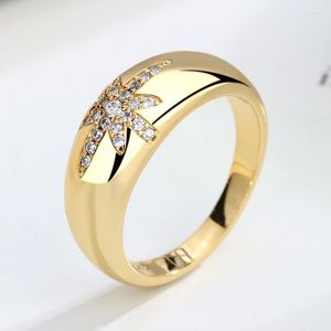 Wedding Rings ZHOUYANG Woman Chunky Vintage Gold Color Star Zircon Finger Accessories Trend 2023 Jewelry Ring Wholesale KAR211