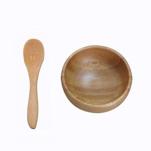 Empty Bamboo Facial Mask Bowl with Spoon Cosmetic Wooden Mask Tools DIY Tableware Makeup Container Set F925 Fdorr
