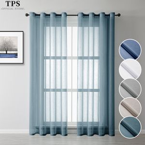 Curtain TPS Sheer Curtains for Living Room Bedroom Solid Tulle Kitchen Window Treatment Gauze Home Decor Finished Drapes 230619