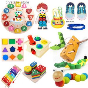 Montessori Educational Wooden Toys for Children 1To 4 Years Early Learning Educatonal Toy Wood Puzzle Games Baby Toys 0 12 Month L230518