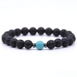 Beaded Lava Rock Stone Bead Bracelets Essential Oil Matt Semi Gemstone Quartz Crystal For Man Women Girls Stretch Anxiety D Dhsys