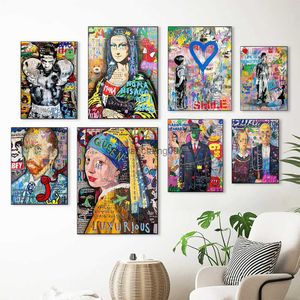 Graffiti Astratti Orecchini Ragazza Wall Art Poster Modern Popular Mona Lisa Home Decor Tela Pittura Stampe Murali Regali