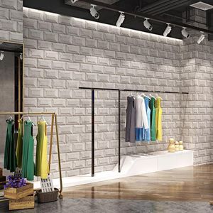 Wallpapers Vintage Brick Wallpaper 3D Home Decor Retro Grey White Waterproof Embossed PVC Wall Paper Rolls For Clothes Shop