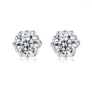 Studörhängen gratis droppe 1ct 6/4 Prongs D Color Moissanite Ear Studs 925 Sterling Silver Diamond 14k Fine Smycken