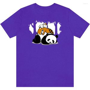 Erkekler Tişörtleri Panda Kırmızı Hayvan T-Shirts Gömlek Tshirt Erkekler Tee Giyim Sokak Giyim Tshirts Yaz Pamuk Üstleri Tees