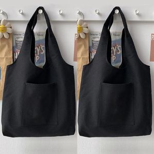 Shopping Bags Fashion Women Canvas Vest Shopper Shoulder Bag Eco Handbag Foldable Reusable Book Phone Pouch Harajuku Travel Tote