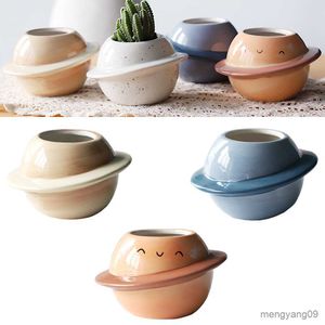 Planters POTS 1PC Högkvalitativ Creative Planet Ceramic Flowerpot Succulent Pots Balcony Decorations Macetas de Ceramica Desktop Decor R230620