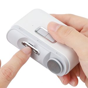Nagelklippare Automatiska elektriska nagelklippare USB -laddningsbara nageltrimmer Grinder Clipper Cutter Poleringsverktyg med ljus för Baby Adult 230619