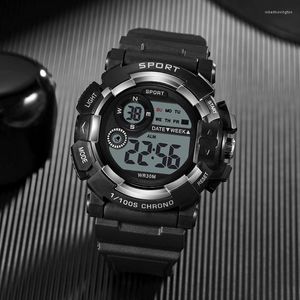 Zegarek na rękę Poshi Men Sport Watch Wojskowe cyfrowe kobiety zegarki wielofunkcyjne Wodoodporne, świetliste elektroniczne zegarek LED dla dziecka