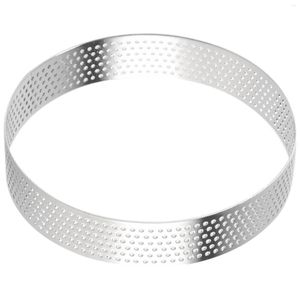 Baking Moulds 5Pcs Circular Stainless Steel Tart Ring French Dessert Perforation Mold Mousse Fruit Pie Quiche Cake Cheese Mould