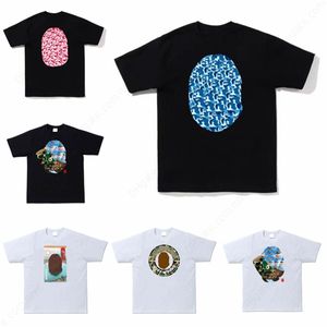 Bape T-shirty Projektowanie Tees TES Side dwustronny kamuflaż rekin