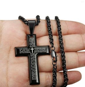 Pendant Necklaces Titanium Steel Hollow Cross Necklace Men's Jesus Christ Scripture Motorcyclist Party Jewelry Gifts