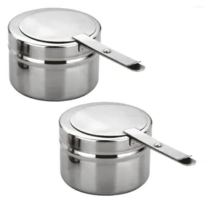 Dinnerware Sets Stainless Steel Fuel Holder With Cover Wire Rack 2pcs Small Round Chafer Box For Buffets Barbecue Green Gas Party Nacho