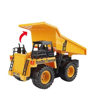 1:22 RC Truck 2.4G 6ch fjärrkontrolllegering Dump Truck Big Dump Truck Engineering Fordon Load Sand Car RC Toy for Kids Gift