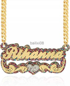 Pendant Necklaces Baby Girl Custom Name Neckle rylic Nameplate Personalized rylic Neckle Name With Underline Heart For Women Kids J230620