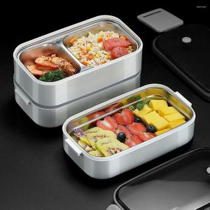 Dinnerware Sets Eco-friendly Lunch Box Double-layered Grade Stainless Steel Sealed Easy To Clean Bento Outdoor Supplies