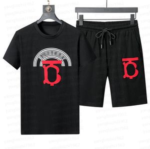 Burbury Mens T-SHIRT and Shorts Designers Tracksuits Summer Suits Fashion T Shirt Seaside Shirts Shorts Sets Man Set Outfits Sportswea 0980