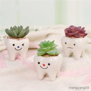 Planters Pots Ceramic Teeth Form Flowerpot Innovation Home Decor Flower Mini Cartoon Pots Desktop Succulent Cactus Pot Flower Pot Vase R230620