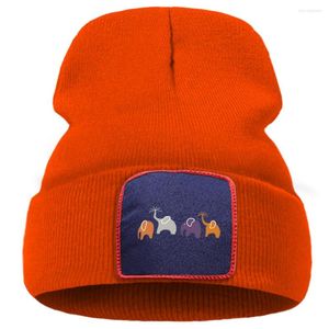 Berets Tier Elefant Mode Hüte Casual Frühling Strickmütze Winter Warme Unisex Beanie Caps Atmungsaktive Straße Kreative Hut