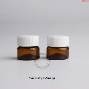 24pcs/lot Hot Sale Amber 5ml Glass Eye Cream Jar Small Empty 5G女性化粧品コンテナ