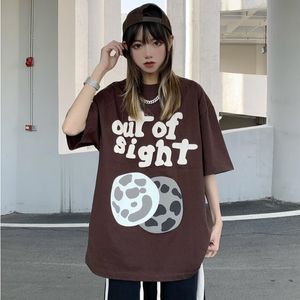 Kvinnor tshirt sommar bomull kawaii kläder vintage brev skummande tryck överdimensionerad tshirt för kvinnor par lösa ins stil casualt toppar 230620