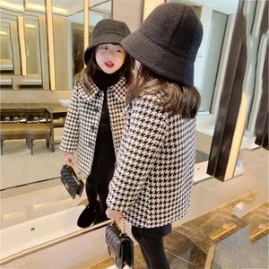 Mantel Baby Mädchen Woolen Winter Dicker Warme Kinder Mode Tweed Jacke Prinzessin Kleinkind Mädchen Plaid Lange Kinder Kleidung 230620